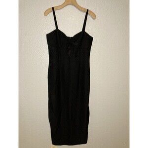 Liz Claiborne Gown Black Dress Women's 10 Evening Spaghetti Strap Long Maxi Dots